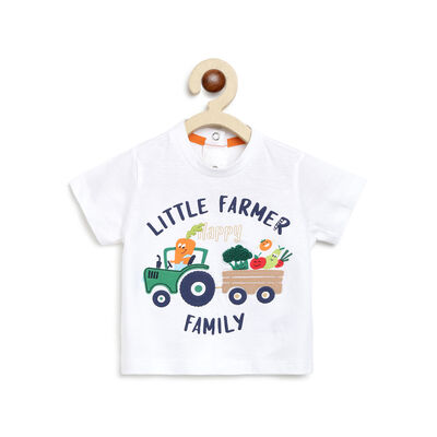 Boys White Short Sleeve Knitted T-Shirt